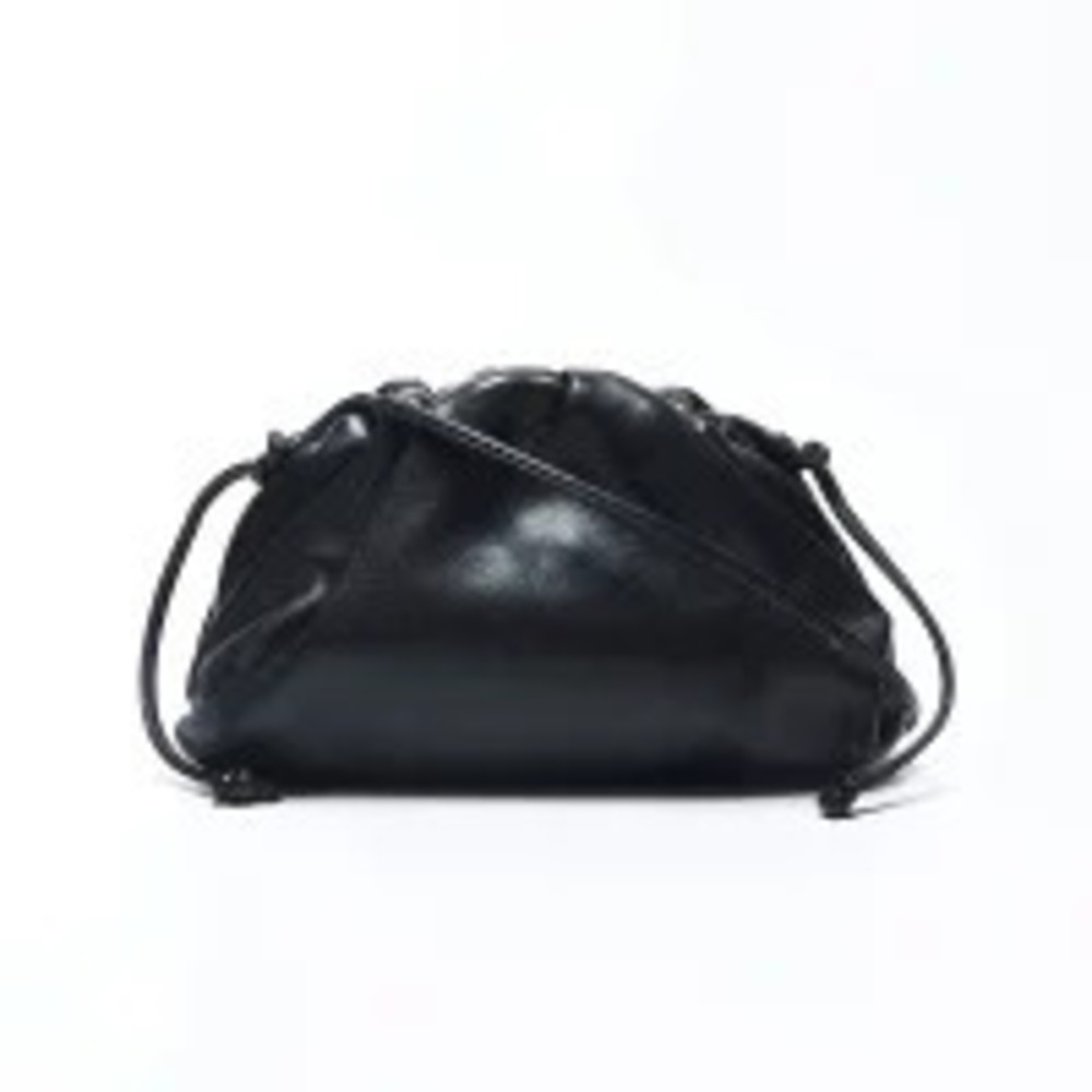 Bottega Veneta Leather Pouch Shoulder Bag Black